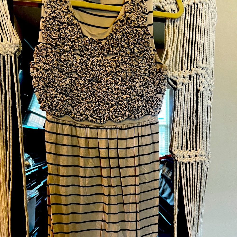 Beige & navy dress